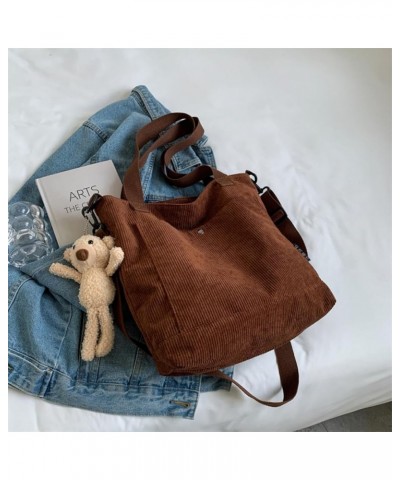 Corduroy Tote Bag Aesthetic Messenger Bag Crossbody Tote Bag Shoulder Bag Cute Tote Bags for Women Brown $13.76 Totes