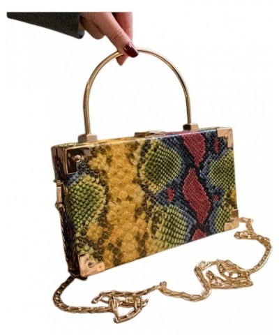 Womens Fashion Snakeskin Evening Handbag Top Handle Clutch Purse Chain Shoulder Cross-body Bag Khaki Snakeskin Yellow $28.95 ...