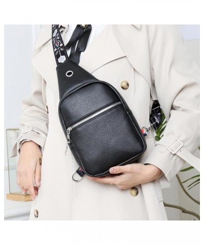 Small Sling Bag for Women Vegan Leather Crossbody Purse Fanny Packs Chest Bag for Travel Black $15.89 Crossbody Bags