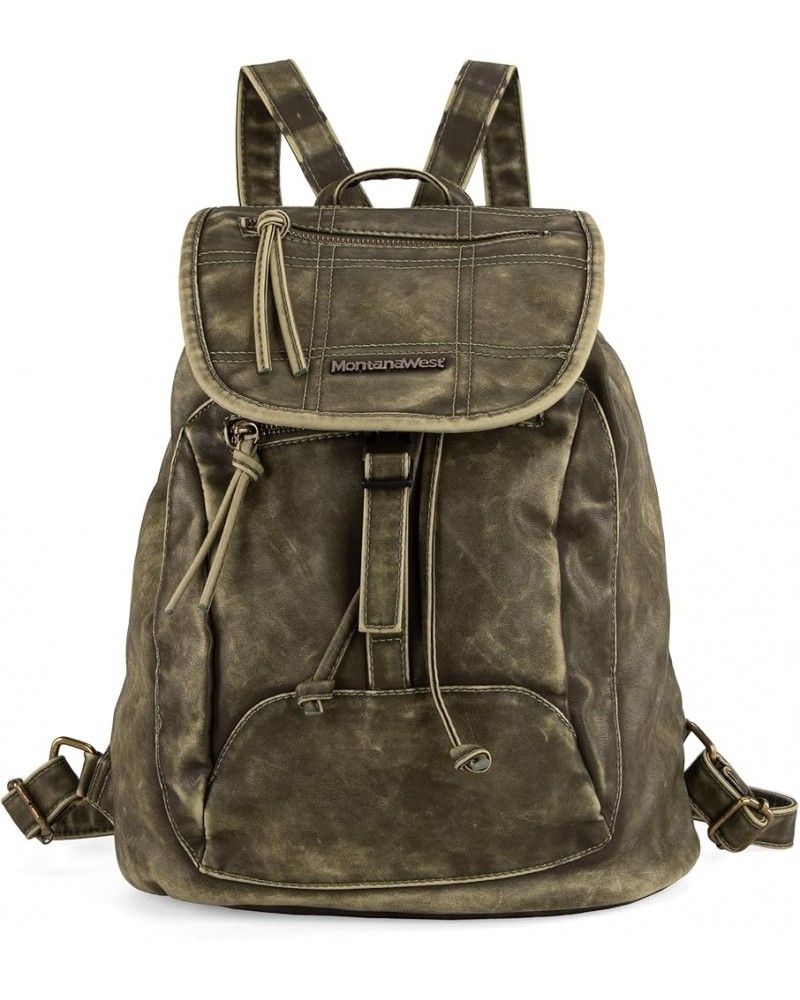 Backpack Purse for Women Soft Washed Leather Drawstring Casual Travel Backpacks Z Green $16.80 Backpacks