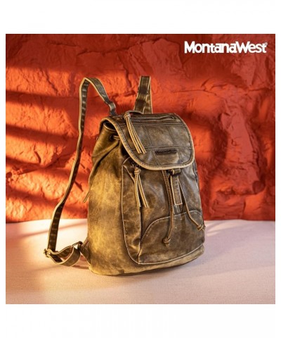 Backpack Purse for Women Soft Washed Leather Drawstring Casual Travel Backpacks Z Green $16.80 Backpacks