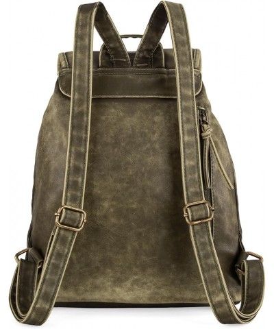 Backpack Purse for Women Soft Washed Leather Drawstring Casual Travel Backpacks Z Green $16.80 Backpacks