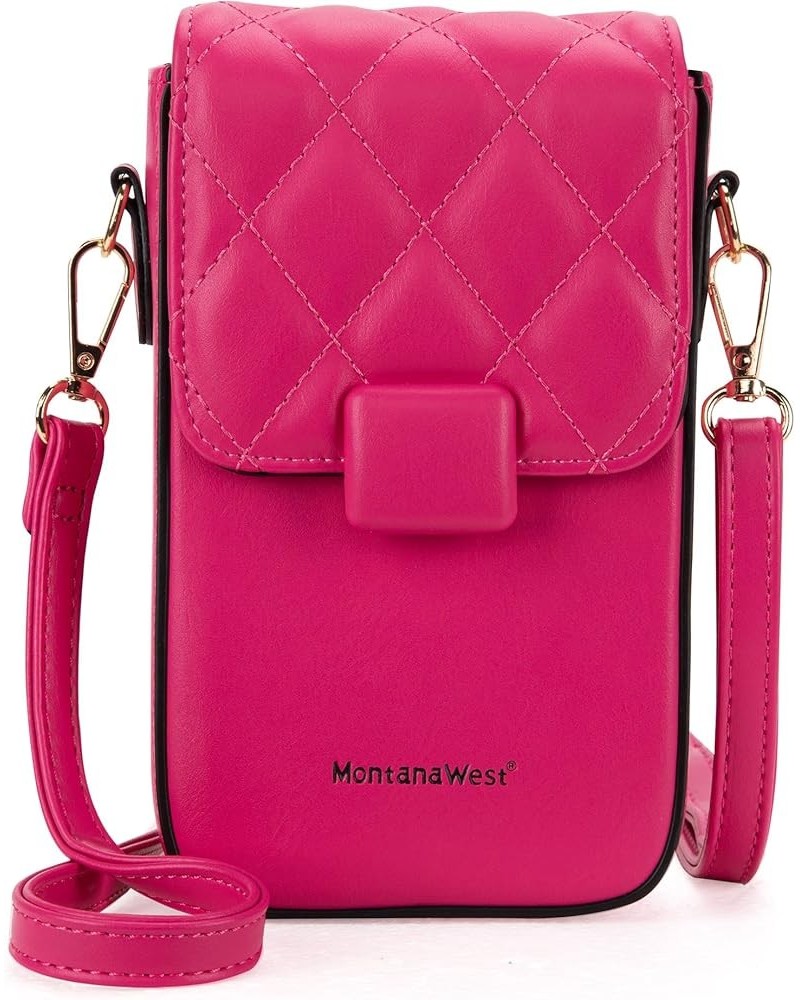 Cell Phone Purse Small Crossbody Bags for Women Cellphone Wallet Bag with RFID Blocking Credit Card Slots **Quilted Hot Pink ...