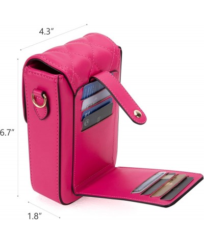 Cell Phone Purse Small Crossbody Bags for Women Cellphone Wallet Bag with RFID Blocking Credit Card Slots **Quilted Hot Pink ...