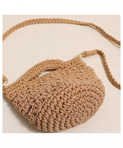 Cute Aesthetic Cotton Crochet Shoulder Purse Knitted Holiday Travel Handbag Woven Crossbody Bag Vacation Bag for W Coffee $10...