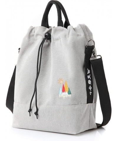 Women Canvas Tote Handbags Casual Shoulder Work Bag Crossbody Bag with Sunshine Embroidery Light Grey $15.64 Shoulder Bags