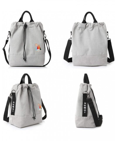 Women Canvas Tote Handbags Casual Shoulder Work Bag Crossbody Bag with Sunshine Embroidery Light Grey $15.64 Shoulder Bags