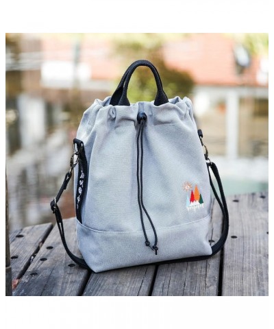 Women Canvas Tote Handbags Casual Shoulder Work Bag Crossbody Bag with Sunshine Embroidery Light Grey $15.64 Shoulder Bags