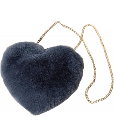 Lovely Heart Shaped Plush Handbag for Women Cute Heart Bag with Soft Faux Fur Adorable Fashion Accessory Deep Grey $9.89 Wris...