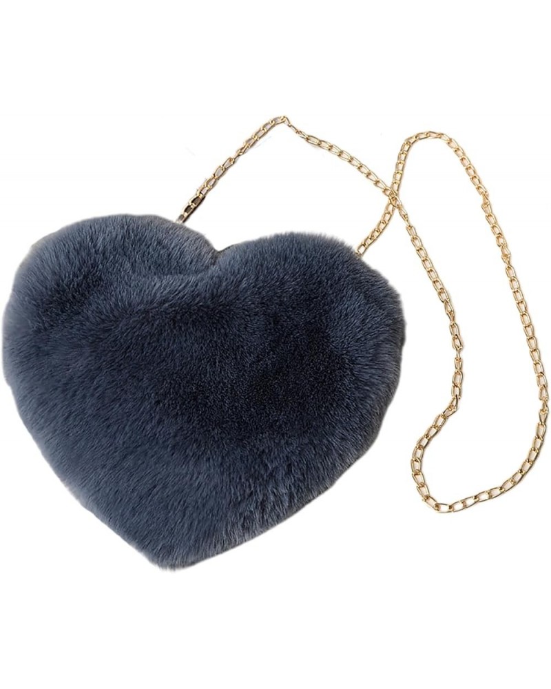 Lovely Heart Shaped Plush Handbag for Women Cute Heart Bag with Soft Faux Fur Adorable Fashion Accessory Deep Grey $9.89 Wris...