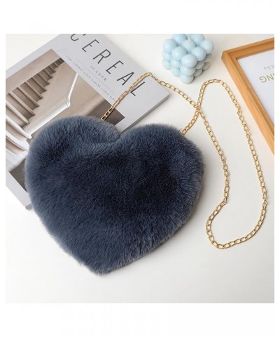 Lovely Heart Shaped Plush Handbag for Women Cute Heart Bag with Soft Faux Fur Adorable Fashion Accessory Deep Grey $9.89 Wris...