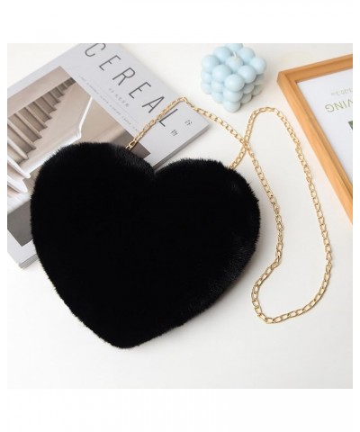 Lovely Heart Shaped Plush Handbag for Women Cute Heart Bag with Soft Faux Fur Adorable Fashion Accessory Deep Grey $9.89 Wris...