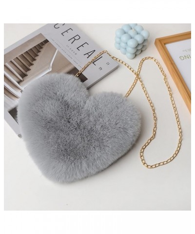 Lovely Heart Shaped Plush Handbag for Women Cute Heart Bag with Soft Faux Fur Adorable Fashion Accessory Deep Grey $9.89 Wris...