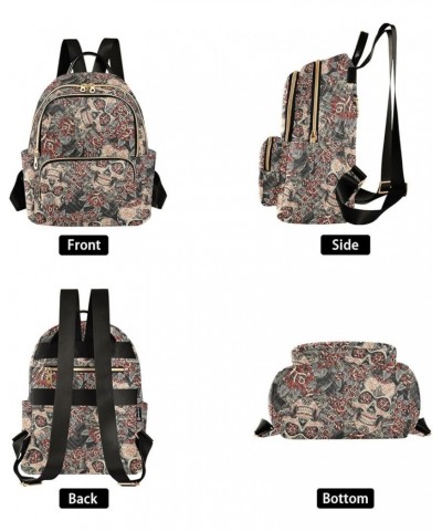 Skull and Roses Sugar Skull Casual Fashion Polyester Travel Rucksack Shoulder Bag Color Small $21.82 Backpacks