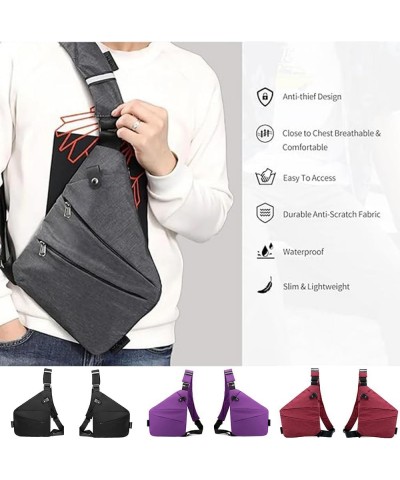 2024 NEW Anti Theft Travel Bag, Crossbody Travel Bag for Women Men, Slim Sling Bag Purple Right-hand Side $13.25 Crossbody Bags