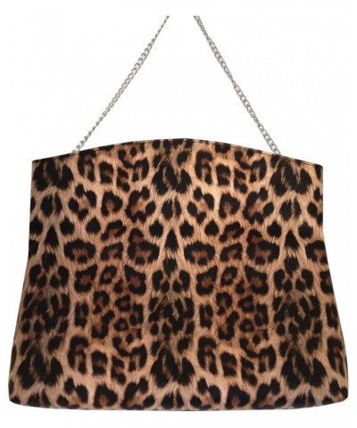 Synthetic Leather Leopard Print Fold Over Clutch Brown $19.76 Clutches