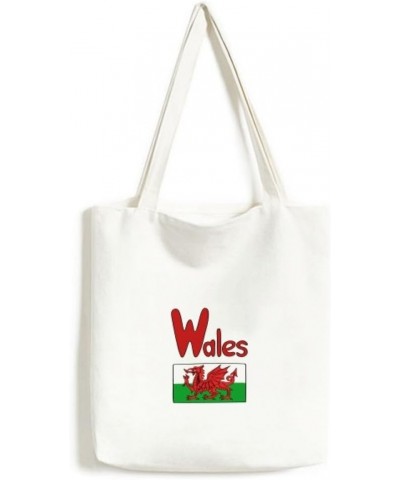 Wales National Flag Red Green Pattern Tote Canvas Bag Shopping Satchel Casual Handbag $14.88 Totes