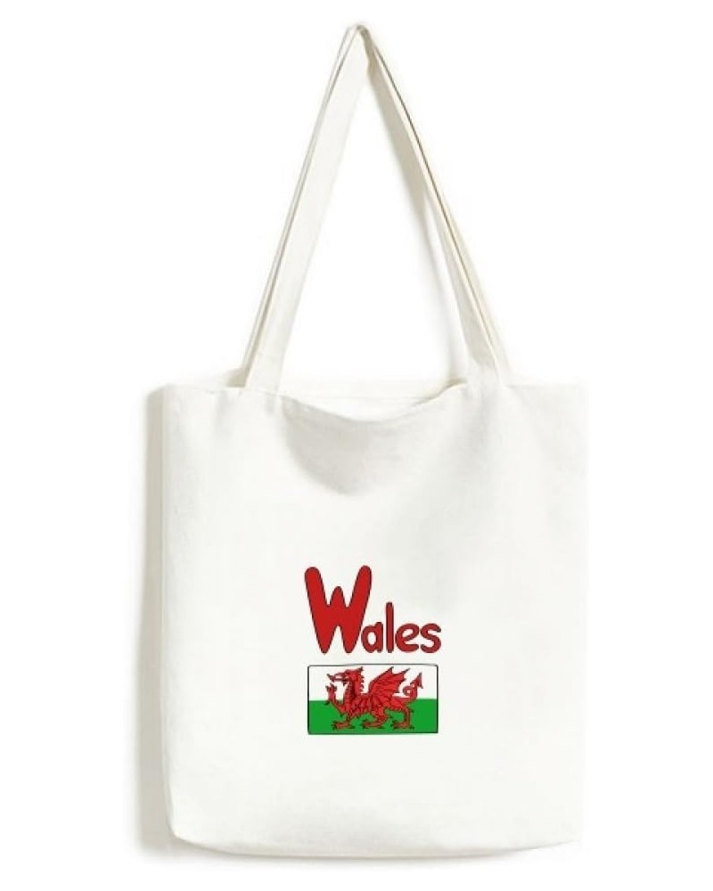 Wales National Flag Red Green Pattern Tote Canvas Bag Shopping Satchel Casual Handbag $14.88 Totes