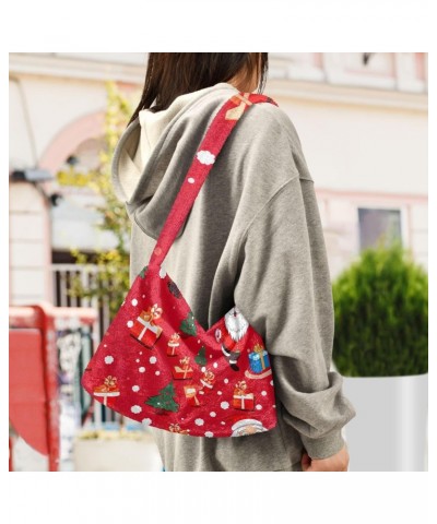 Santa Claus Gift Christmas Furry Tote Bag for Women Crossbody Bag Travel Shoulder Bags Handbags Handbag with Zipper for Daily...