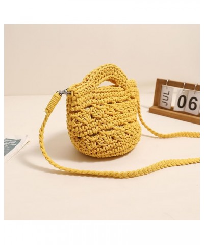 Cute Aesthetic Cotton Crochet Shoulder Purse Knitted Holiday Travel Handbag Woven Crossbody Bag Vacation Bag for W Yellow $10...