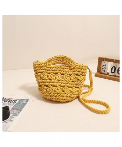 Cute Aesthetic Cotton Crochet Shoulder Purse Knitted Holiday Travel Handbag Woven Crossbody Bag Vacation Bag for W Yellow $10...