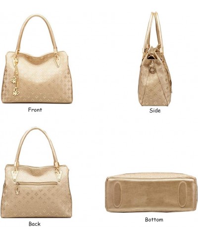 Guanjiu Fashion Women Handbag Shoulder Bag Top Handle Bag Purse Tote 4Pcs Set Gold $28.55 Totes