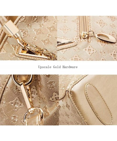 Guanjiu Fashion Women Handbag Shoulder Bag Top Handle Bag Purse Tote 4Pcs Set Gold $28.55 Totes