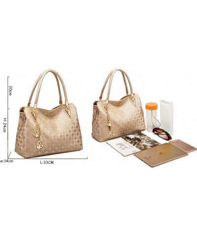 Guanjiu Fashion Women Handbag Shoulder Bag Top Handle Bag Purse Tote 4Pcs Set Gold $28.55 Totes