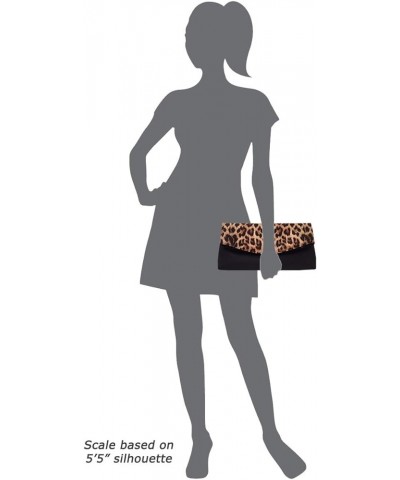 Synthetic Leather Leopard Print Fold Over Clutch Brown $19.76 Clutches