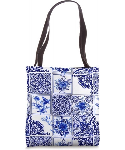 Chinoiserie,birds,blue,flowers,peonies,vintage,mosaic art Tote Bag $14.84 Totes