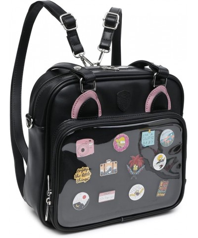 Ita Bag Multi-Purpose Backpack Crossbody Purse Kawaii Pin Display Bag with Insert for Anime Pins Display 16-black $16.40 Back...