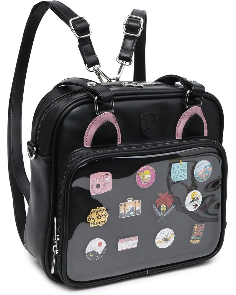 Ita Bag Multi-Purpose Backpack Crossbody Purse Kawaii Pin Display Bag with Insert for Anime Pins Display 16-black $16.40 Back...