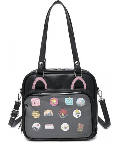 Ita Bag Multi-Purpose Backpack Crossbody Purse Kawaii Pin Display Bag with Insert for Anime Pins Display 16-black $16.40 Back...