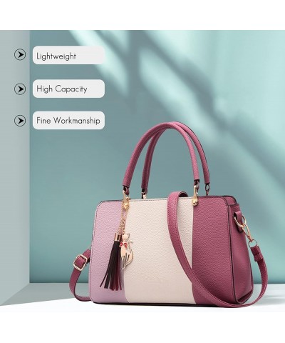 Elegant Handbags with Pendant Women Purse Shoulder Top Handle Bags Pink $22.53 Shoulder Bags