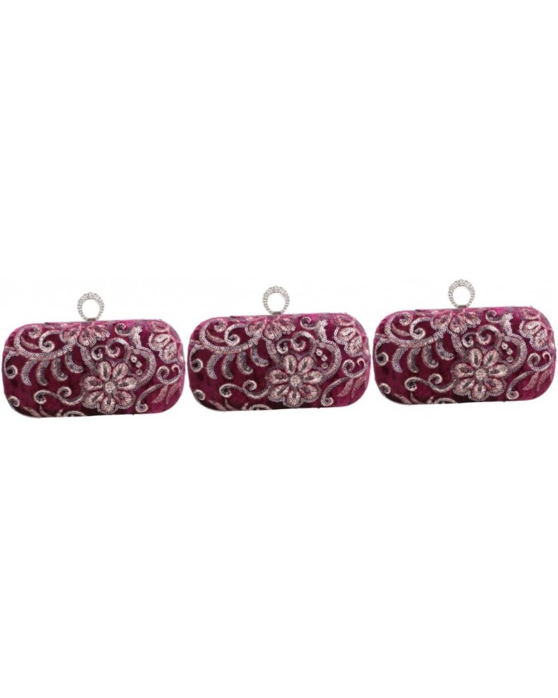 3 Pcs Embroidered Evening Bag Diamond Purses for Women Shoulder Bag Woman Wallet Womens Clutch Embroidered Shoulder Bag Party...