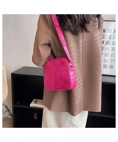 Women's Small Crossbody Bag Cute Square Tote Bag Shoulder Bag Hobo Handbag with Adjustable Strap Daily Travel Purse Rose Red ...