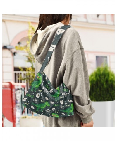 Women Boho Handbag Green Dinosaur White Skeleton Underarm Bag Tote Bag Shoulder Bag Crossbody Bag Fluffy Cell Phone Purse Pat...