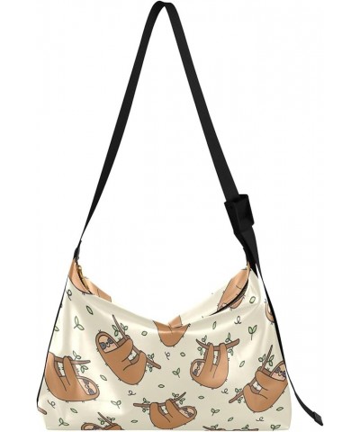 Cute Brown Sloth Beige Leather Hobo Handbags Women Large Purse Crossbody Art Animal Print Womens Fall Purses Cute Brown Sloth...