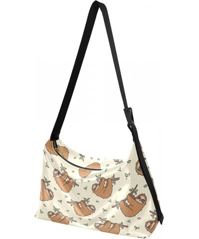 Cute Brown Sloth Beige Leather Hobo Handbags Women Large Purse Crossbody Art Animal Print Womens Fall Purses Cute Brown Sloth...