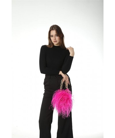 Women Ostrich Feather Mini Handbag Purse with Big Gold Chain for Party Fluffy Plush Luxurious (royal blue) Beige $31.86 Eveni...