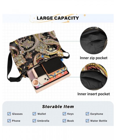 Hobo Handbag Crossbody Golden Embroidered Flower Leaves Trendy PU Leather Shoulder Bags Purses Large Casual Sling Tote Bag Me...