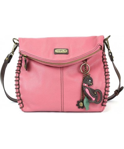 Charming Crossbody Bag With Flap Top | Flap and Zipper Cross-Body Purse or Shoulder Handbag with Metal Chain - Pink Mini Cat ...