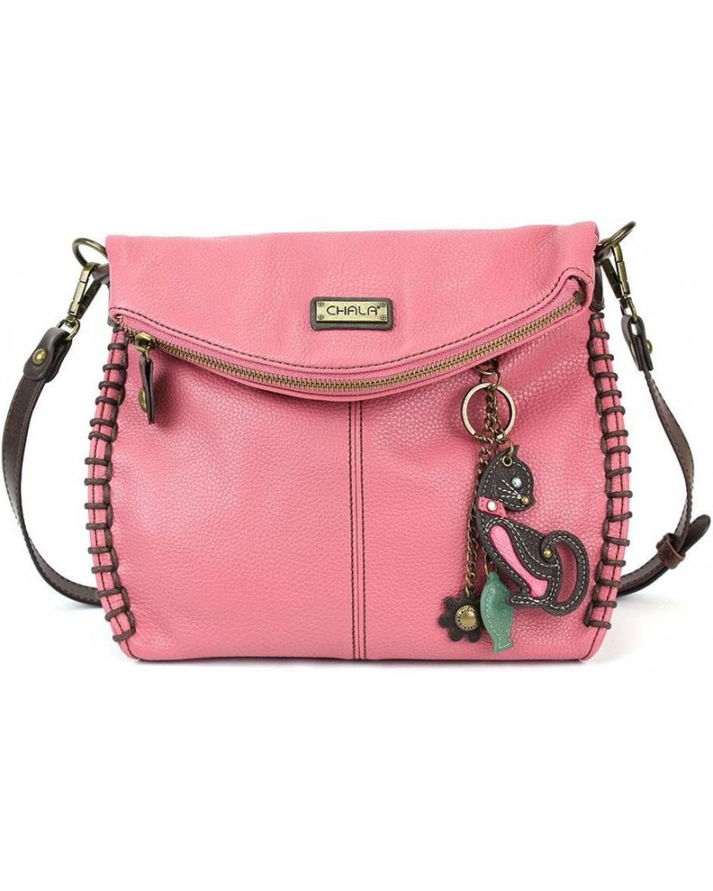 Charming Crossbody Bag With Flap Top | Flap and Zipper Cross-Body Purse or Shoulder Handbag with Metal Chain - Pink Mini Cat ...