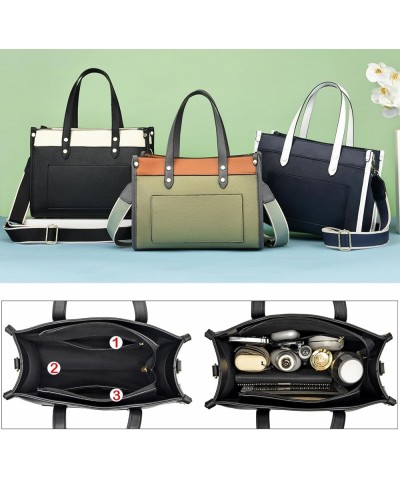 Tote Bag for Women Satchel Purse and Handbags Ladies Shoulder Totes Bag Crossbody Bags 1-6-black With Beige $13.49 Totes