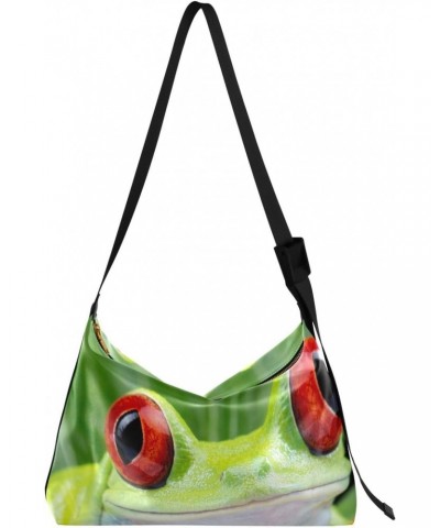 Red Eyed Frog Hobo Crossbody Bags for Women Leather Large Shoulder Bag Cross Body Funny Trendy Womens Tote Bags Handbag for T...