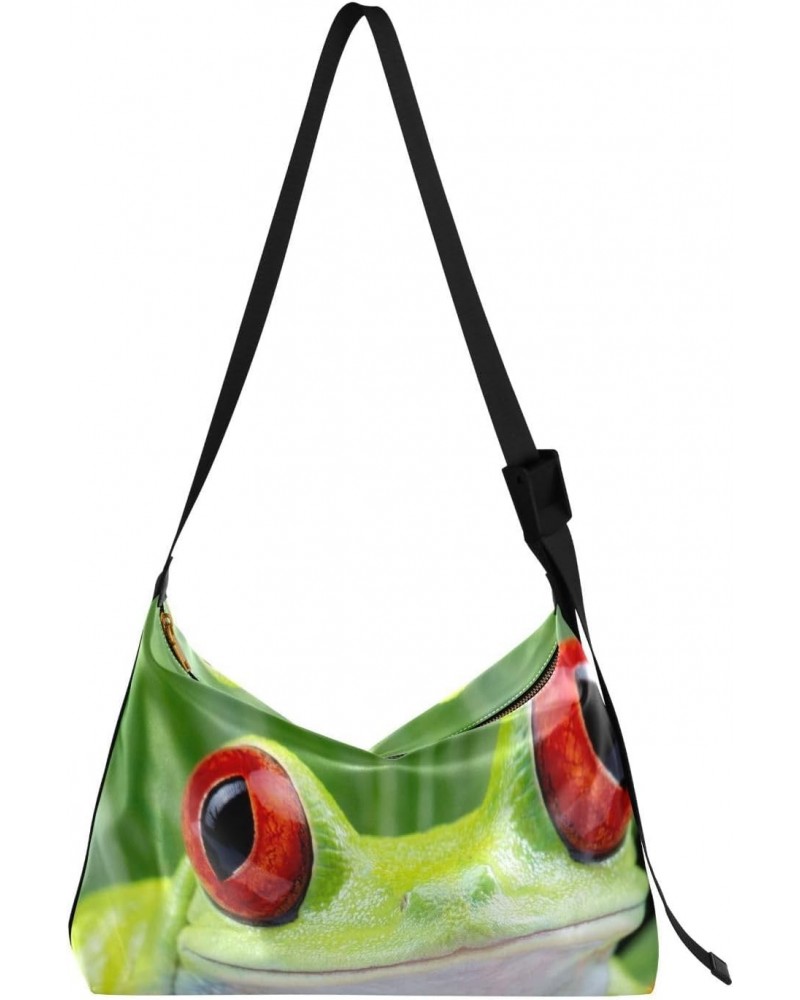 Red Eyed Frog Hobo Crossbody Bags for Women Leather Large Shoulder Bag Cross Body Funny Trendy Womens Tote Bags Handbag for T...