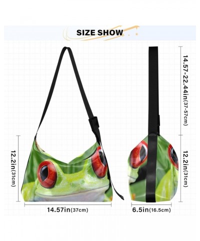 Red Eyed Frog Hobo Crossbody Bags for Women Leather Large Shoulder Bag Cross Body Funny Trendy Womens Tote Bags Handbag for T...