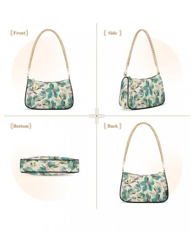 Flowers Birds Shoulder Bag for Women Clutch Shoulder Purse Chain Bag with Zipper Closure Women's Tote Hobo Handbags Fashion P...