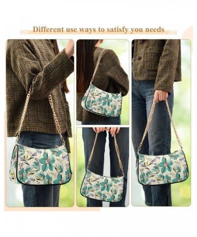 Flowers Birds Shoulder Bag for Women Clutch Shoulder Purse Chain Bag with Zipper Closure Women's Tote Hobo Handbags Fashion P...