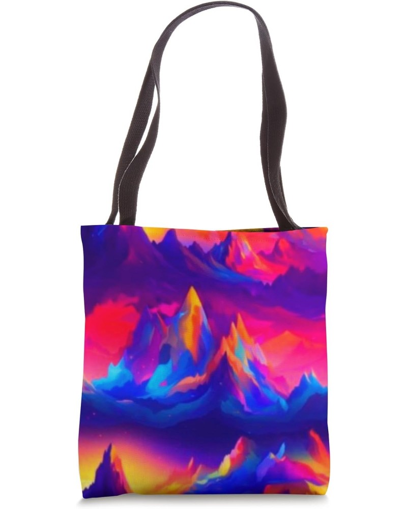 Vaporwave Mountains Landscape Design Tote Bag $15.33 Totes